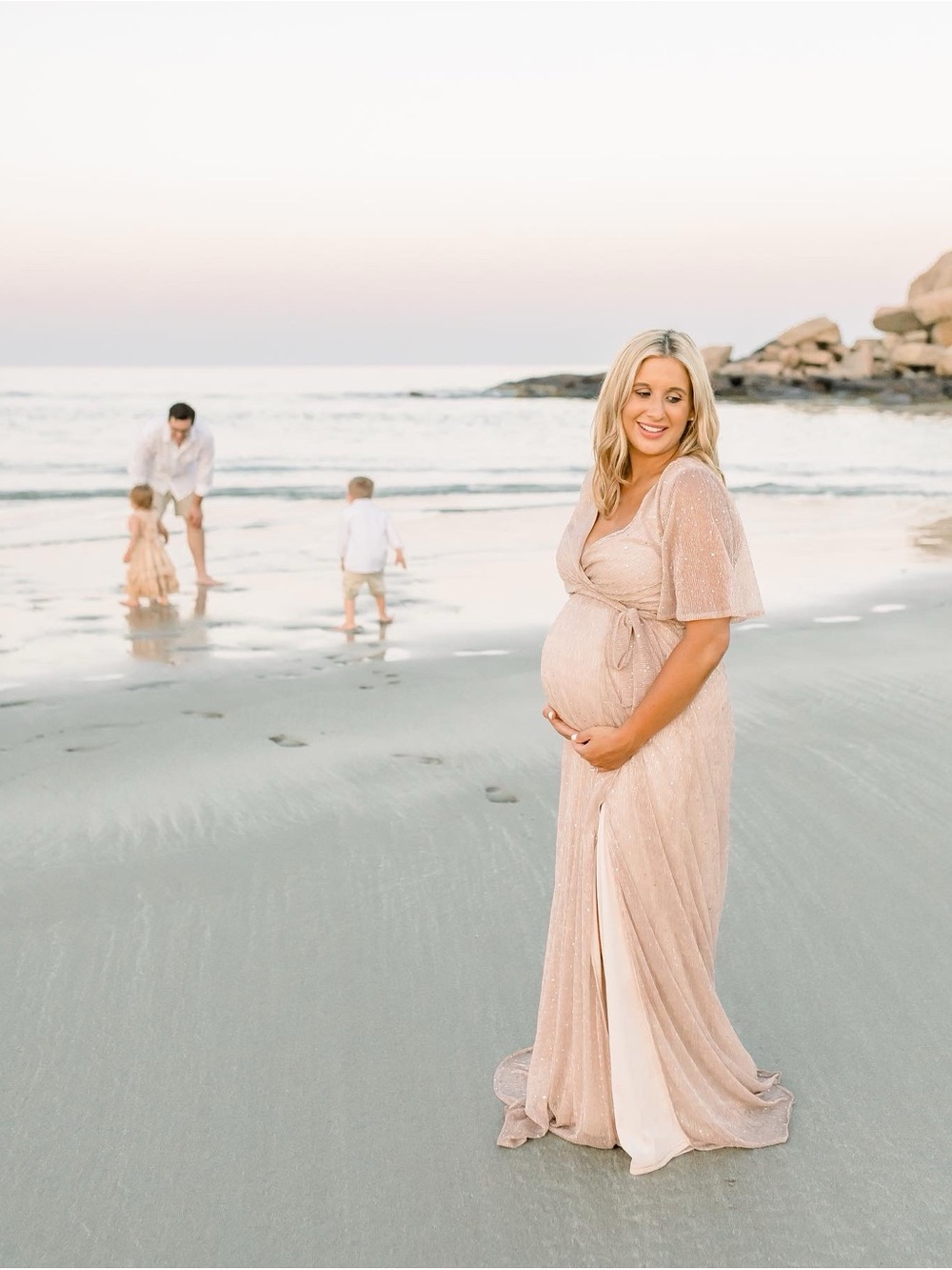 Baltic Born Glitter Wrap Maxi Dress in Champagne Gold